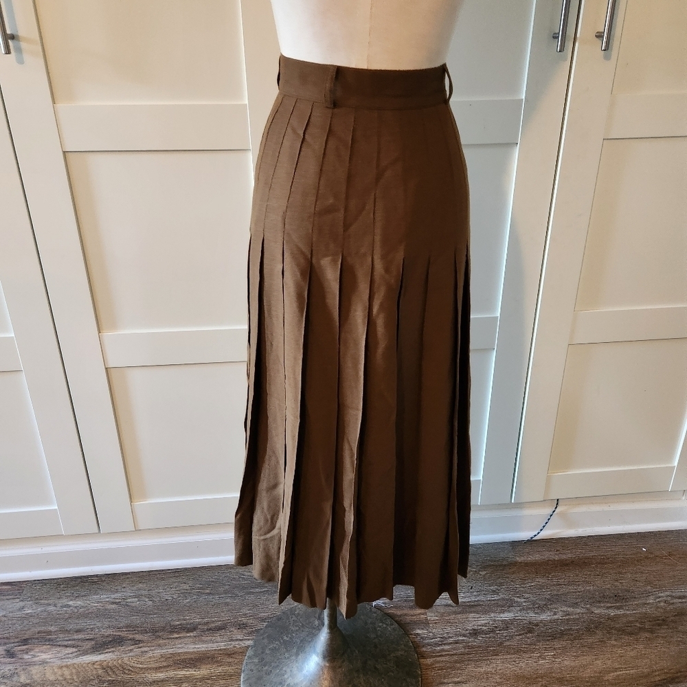 VTG Escada Margaretha Ley Wool Pleated Culottes Brown XS Dark Academia Pants - Picture 4 of 11